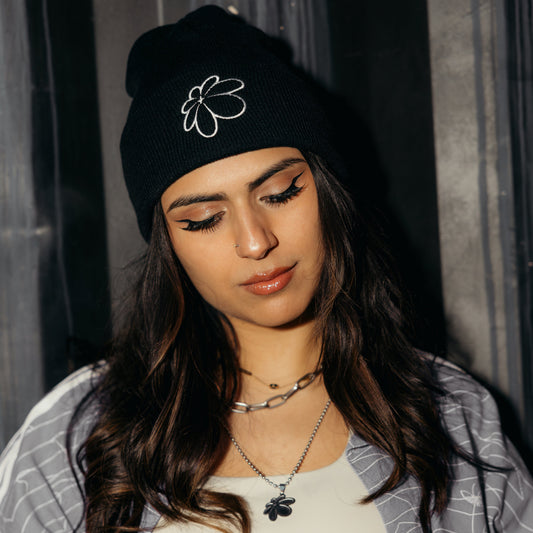 Black Daisy Beanie